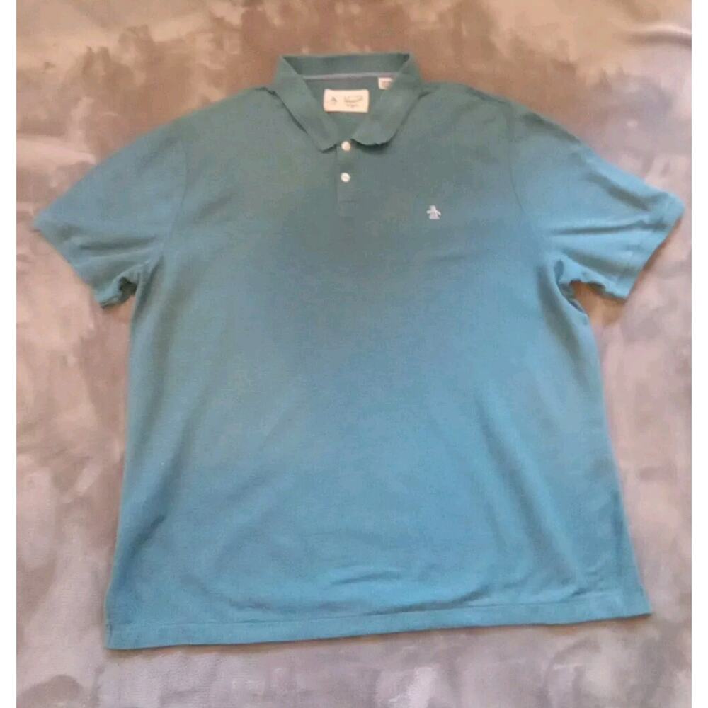 Penguin Polo Shirt Men's XXL Teal Golf Work Gorpcore Outdoor Sports Classic